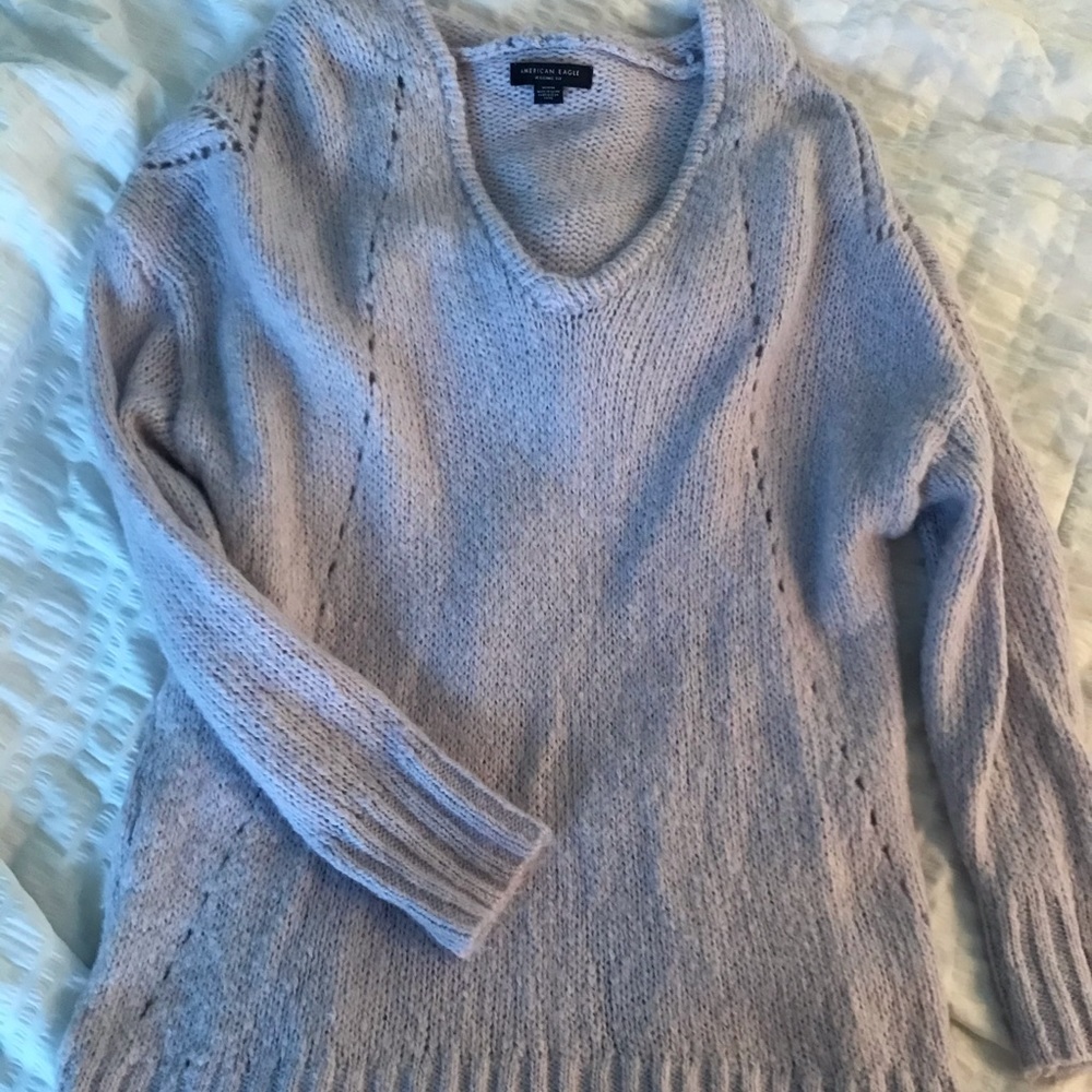 Purple, oversized sweater with hood